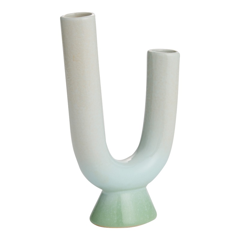 Sage Green Ceramic Double Neck Vase