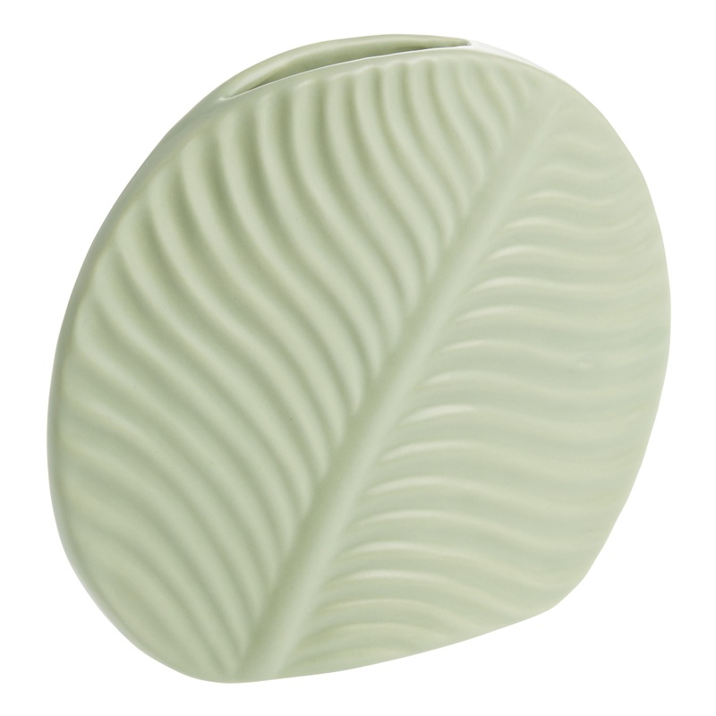 Sage Green Ceramic Rounded Leaf Vase