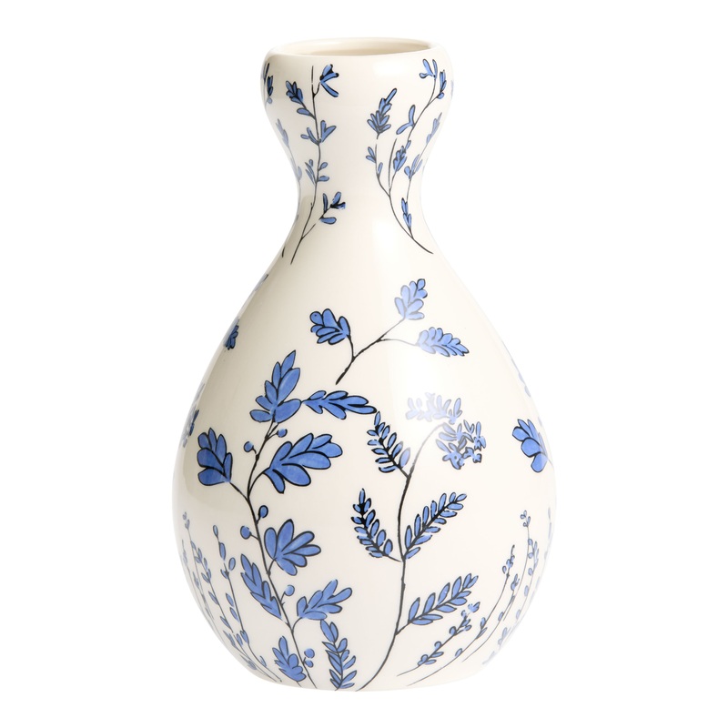 Small Blue and White Ceramic Chinoiserie Vase