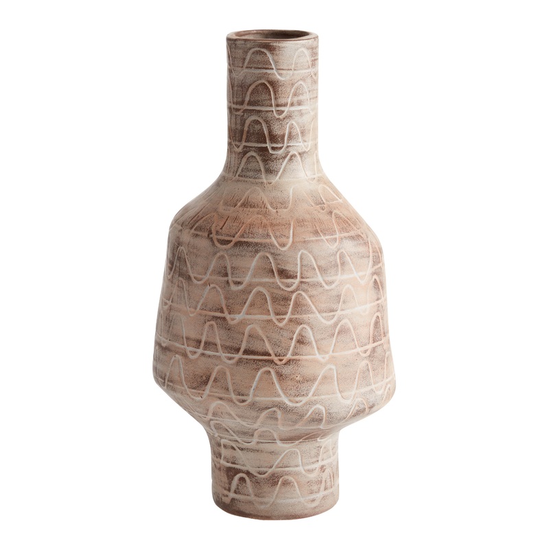 Tall Brown And White Textured Ceramic Vase