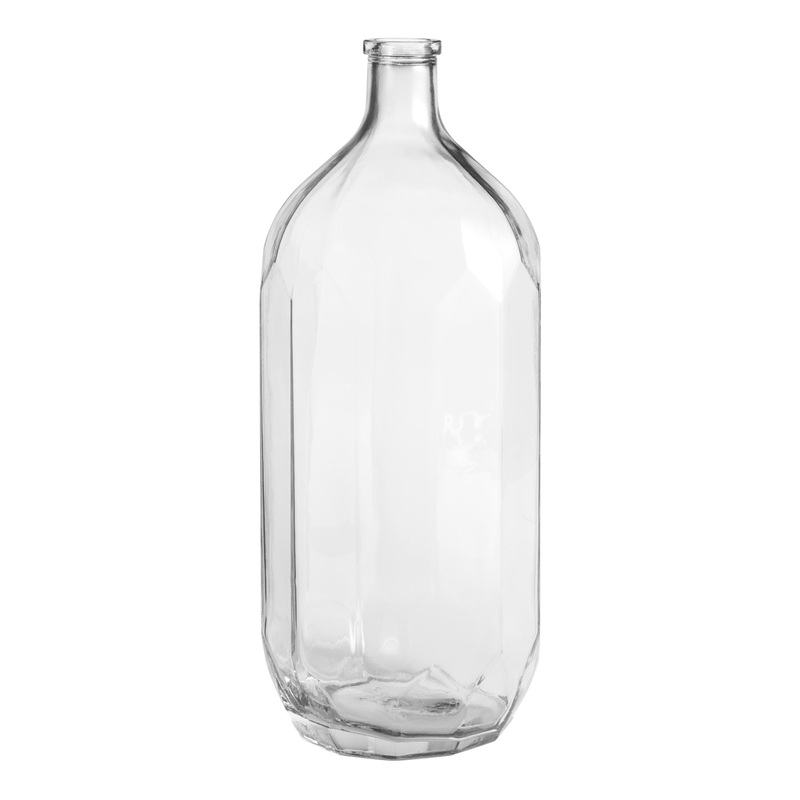 Tall Clear Glass Faceted Jug Vase