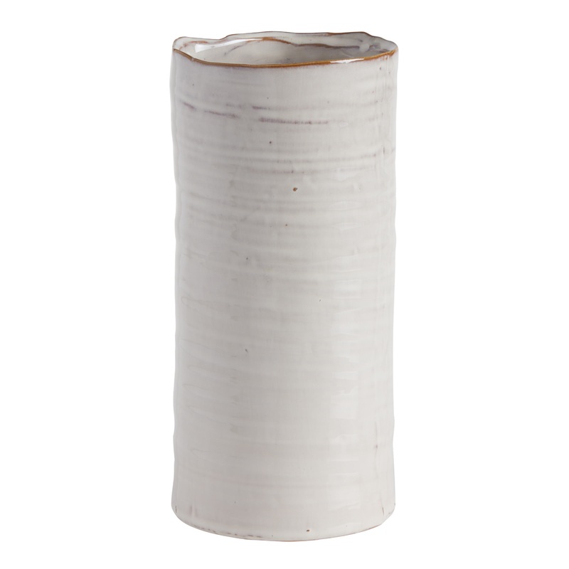 Tall Ivory Reactive Glaze Ceramic Vase