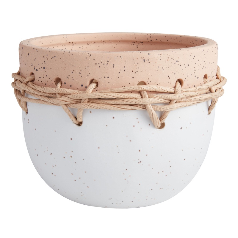 Two Tone Woven Twine Organic Ceramic Vase