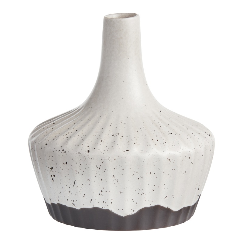White Ceramic Fluted Bud Vase