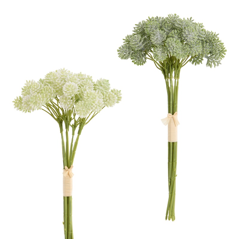 Faux Flocked Mini Globe Thistle Bunches Set of 2