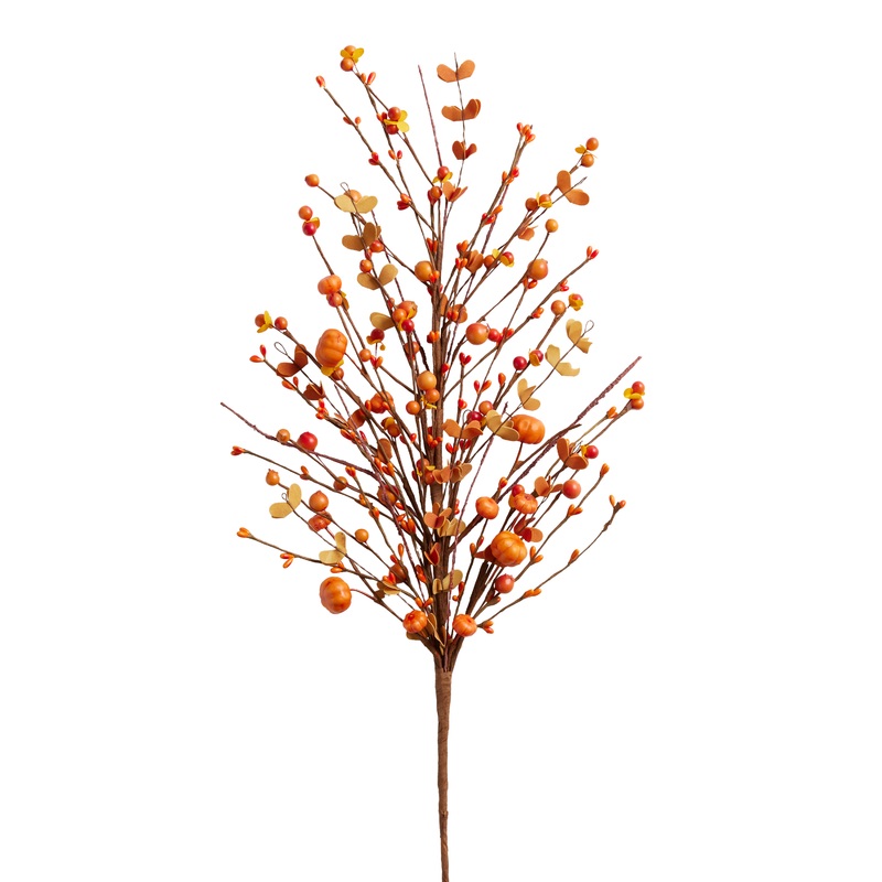 Faux Pumpkin And Berries Stem