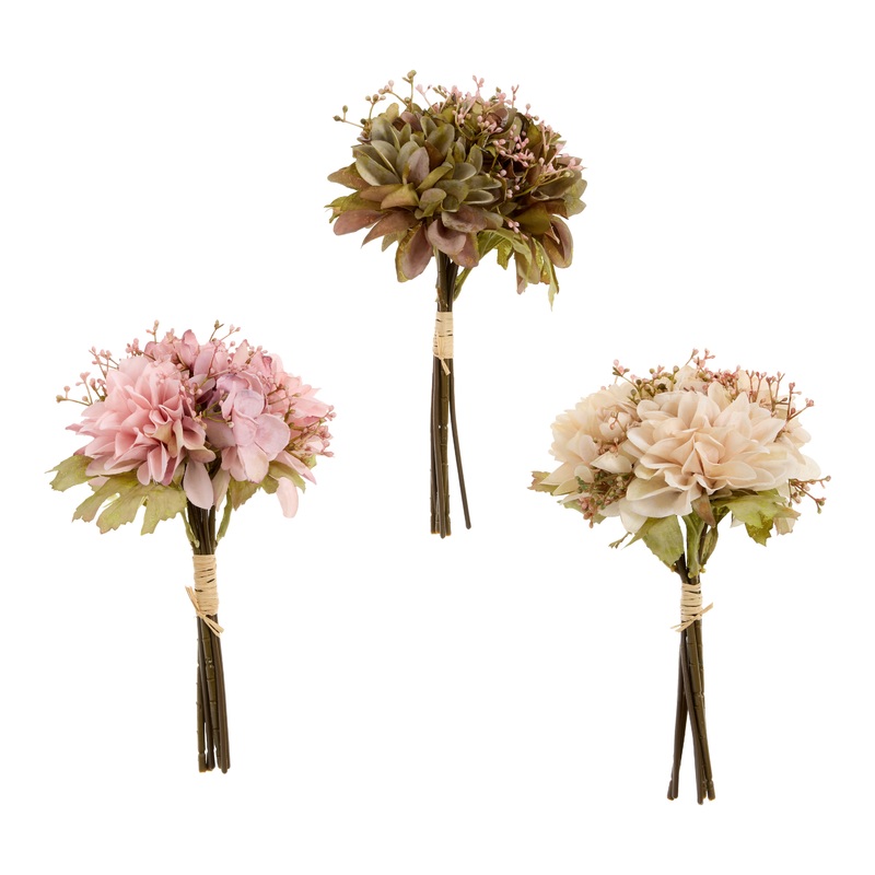 Faux Seeded Dahlia Bunches Set of 3
