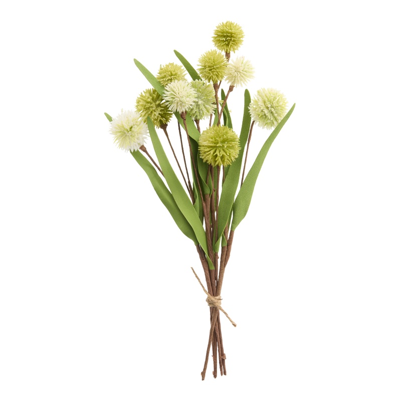 Green and White Faux Mini Ball Floral Bunch