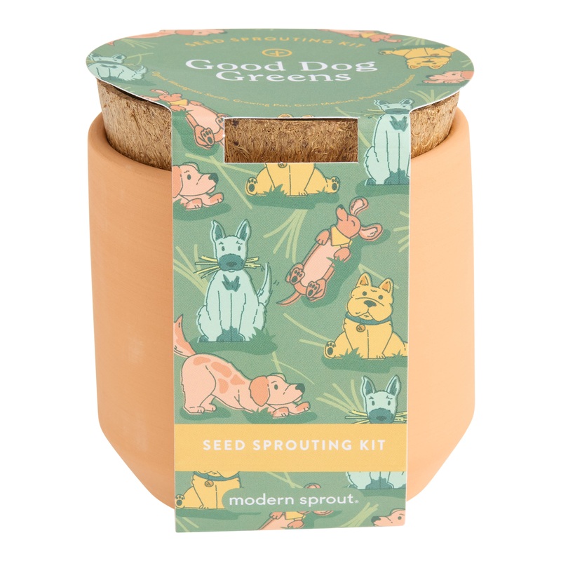 Modern Sprout Tiny Terracotta Good Dog Greens Grow Kit