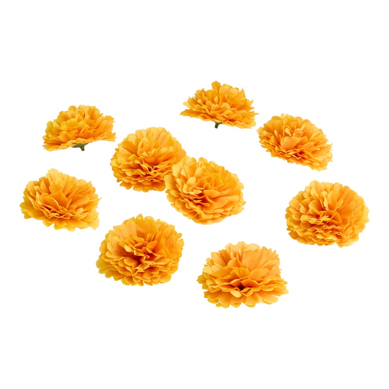 Orange Faux Marigold Flower Heads 9 Pack