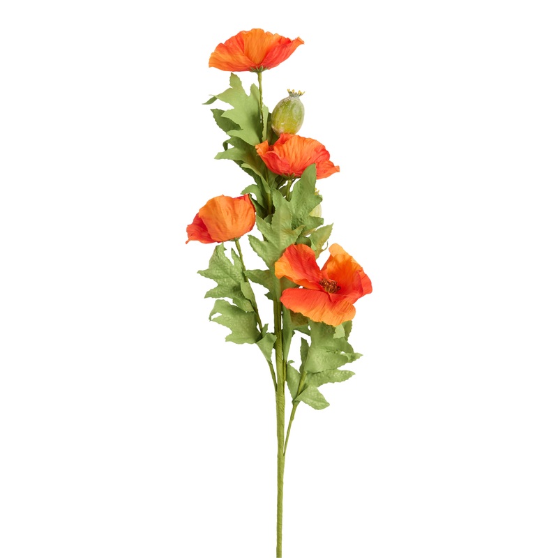 Orange Faux Wild Poppy Stem