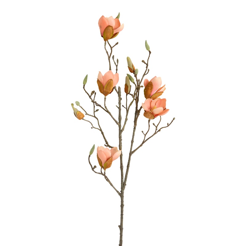 Peach Soft Touch Faux Magnolia Stem