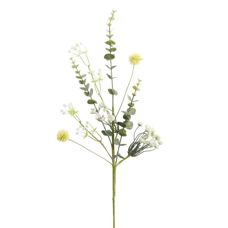 White Faux Allium And Eucalyptus Spray