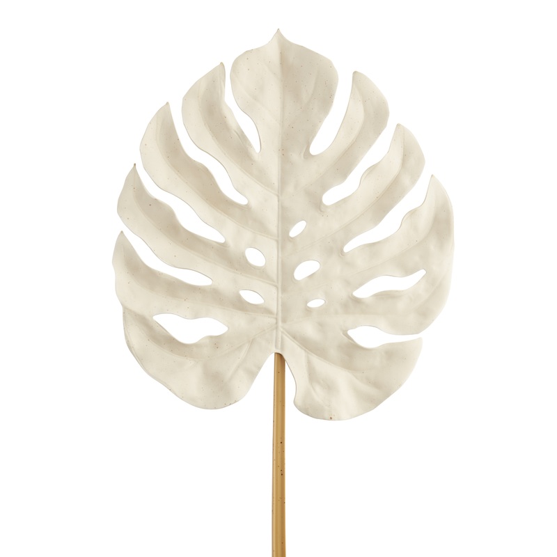 White Faux Monstera Leaf Stem