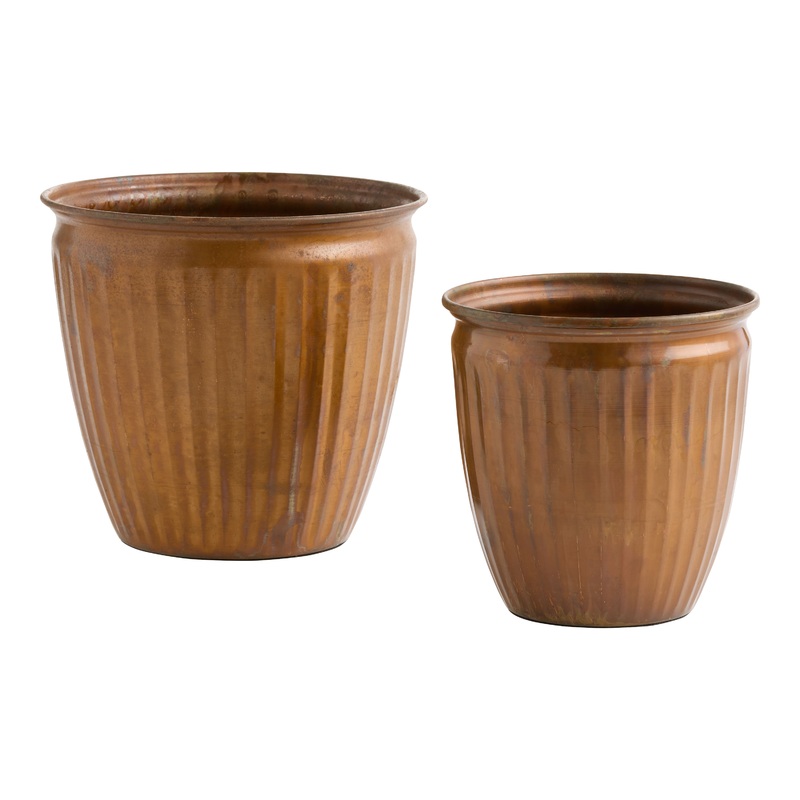 Antiqued Copper Fluted Planter