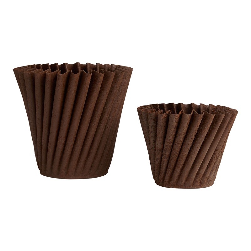 Antiqued Metal Twisted Fluted Planter