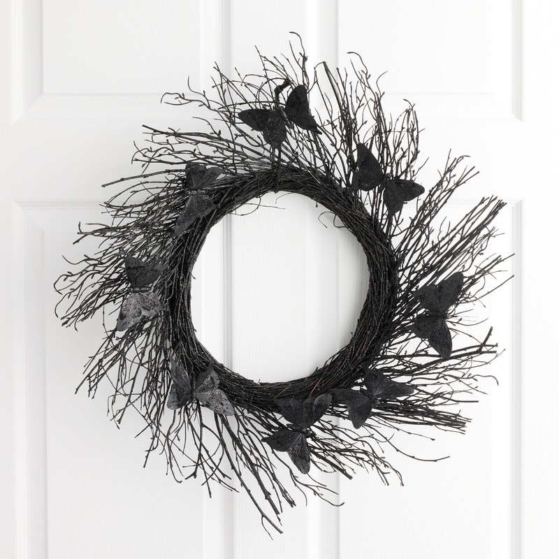 Black Twig Butterfly Spray Wreath