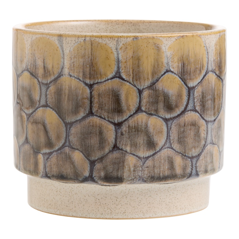 Blue and Ivory Reactive Glaze Scales Planter