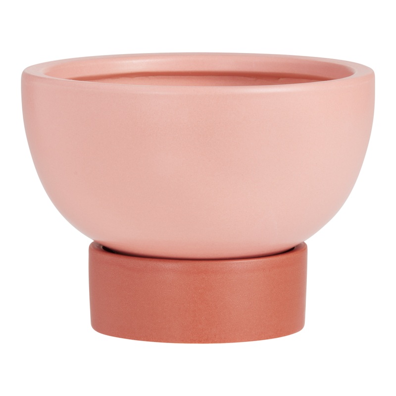 Blush And Terracotta Two Tone Ceramic Pedestal Planter