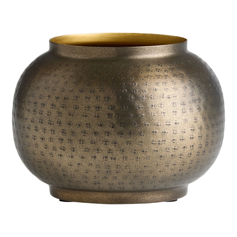Burnished Copper Metal Etched Planter
