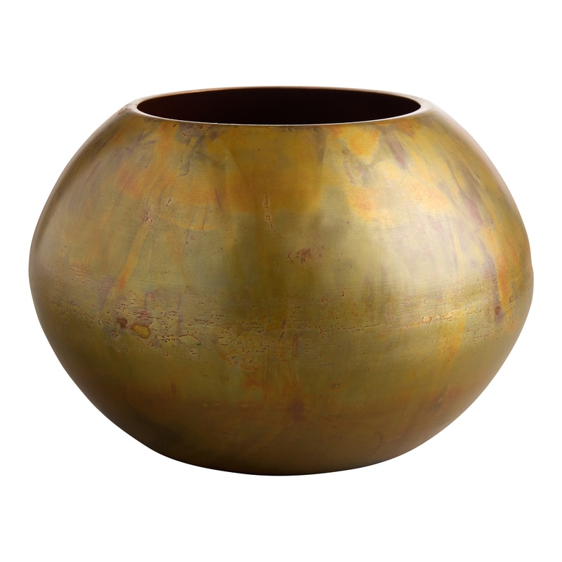 Copper Patina Metal Rounded Planter