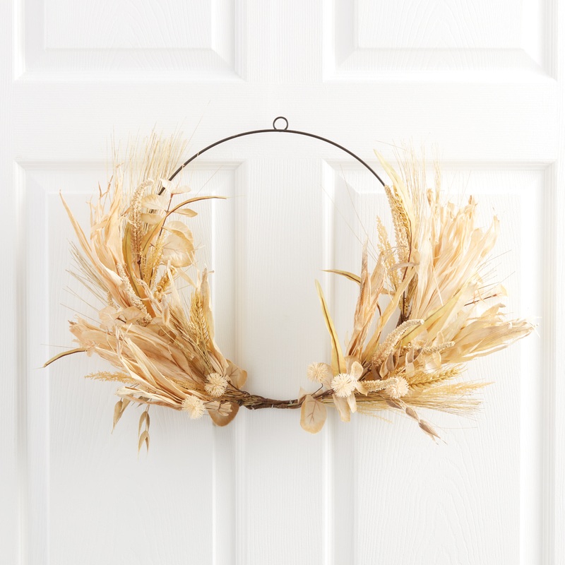 Dried Harvest Botanicals and Black Metal Wreath