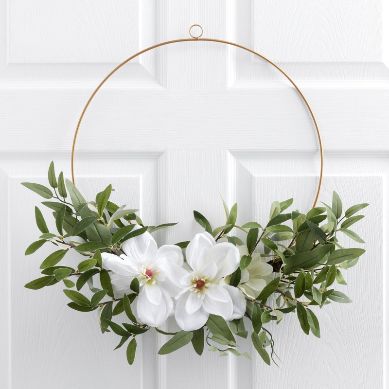 Faux Eucalyptus And Flower Hoop Wreath