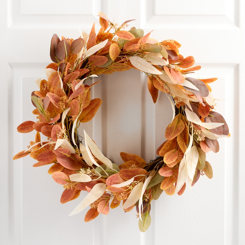 Faux Fall Colors Eucalyptus Wreath