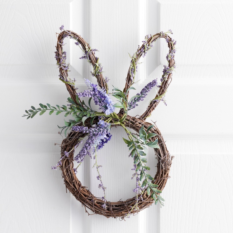Faux Lavender and Natural Twig Bunny Wreath