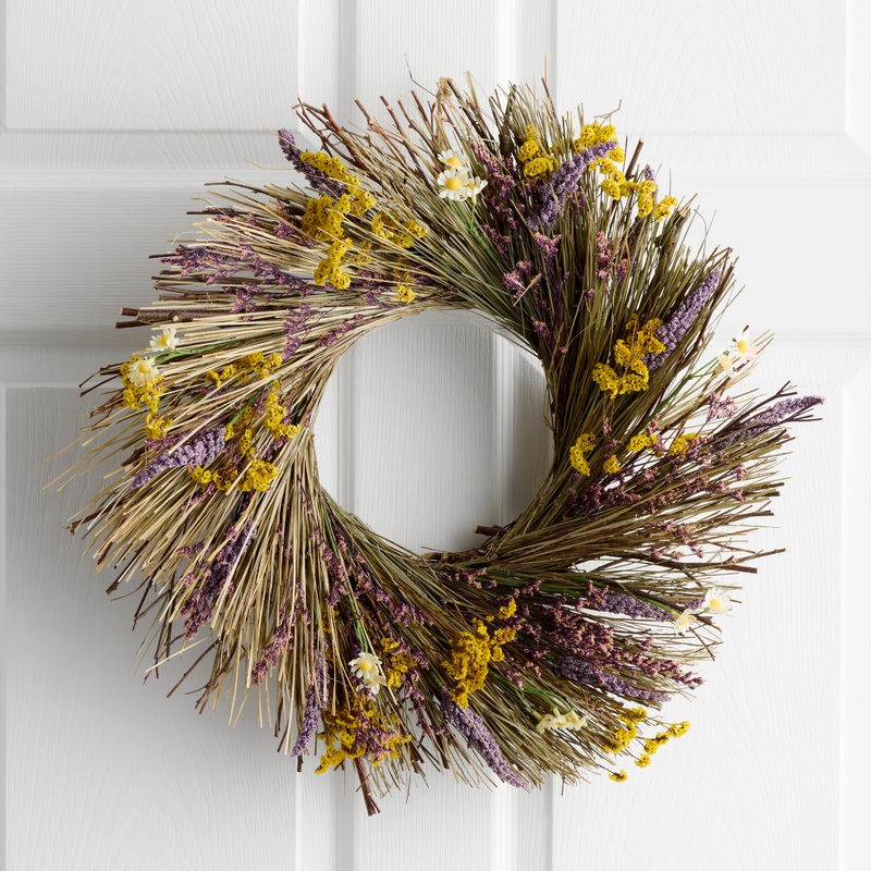 Faux Lavender and Wildflower Straw Wreath