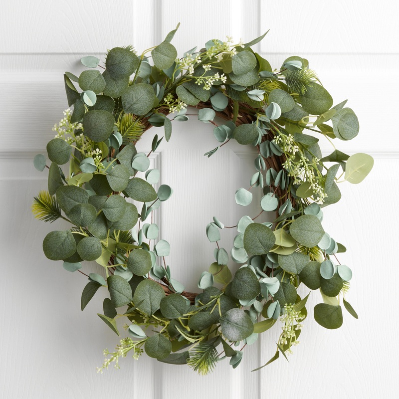 Faux Seeded Eucalyptus and Pine Wreath