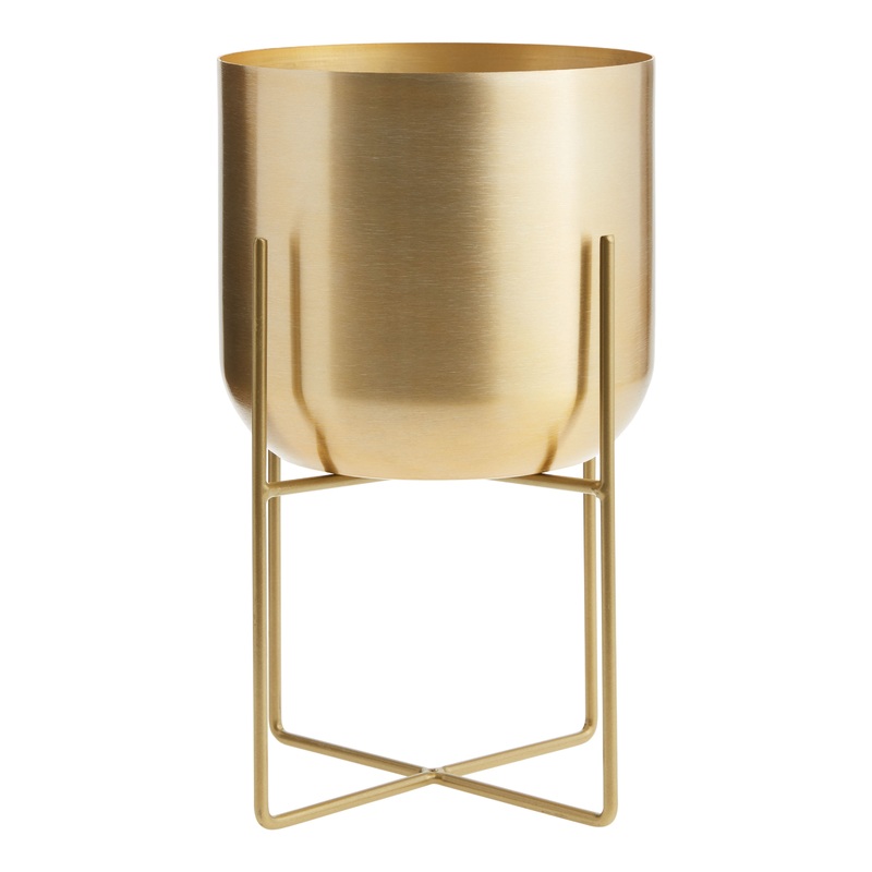 Gold Planter With X Base Stand