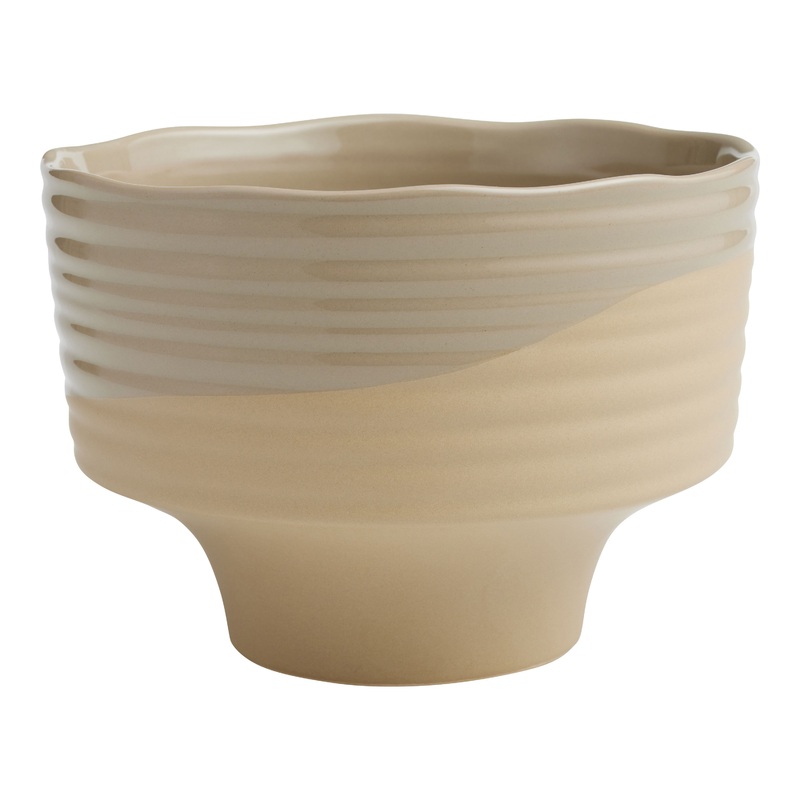 Gray Reactive Glaze Ceramic Ribbed Dipped Planter