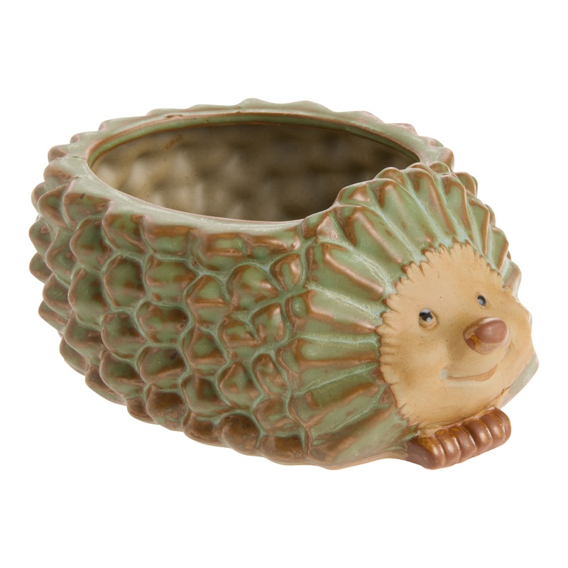 Green Ceramic Hedgehog Planter