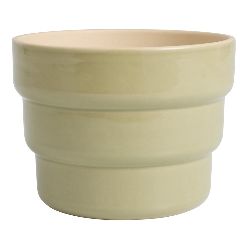 Green Stoneware Steps Planter