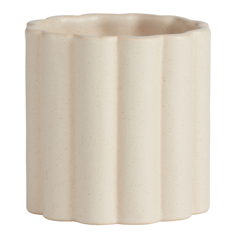 Ivory Ceramic Channeled Planter