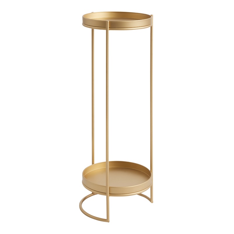 Matte Gold Metal 2 Tier Plant Stand