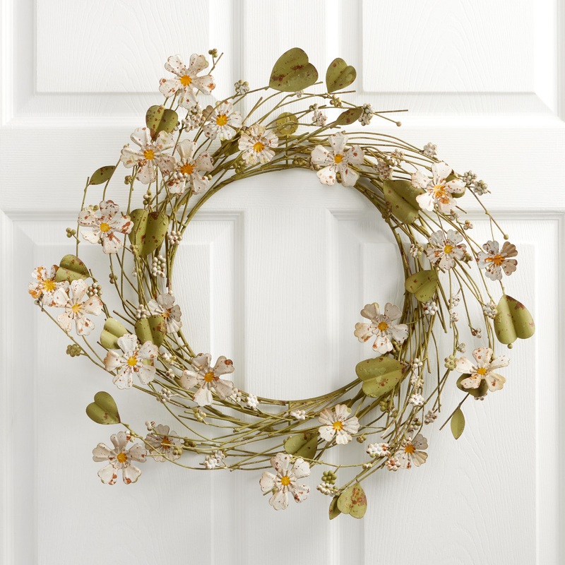 Metal Eucalyptus and Daisy Wreath