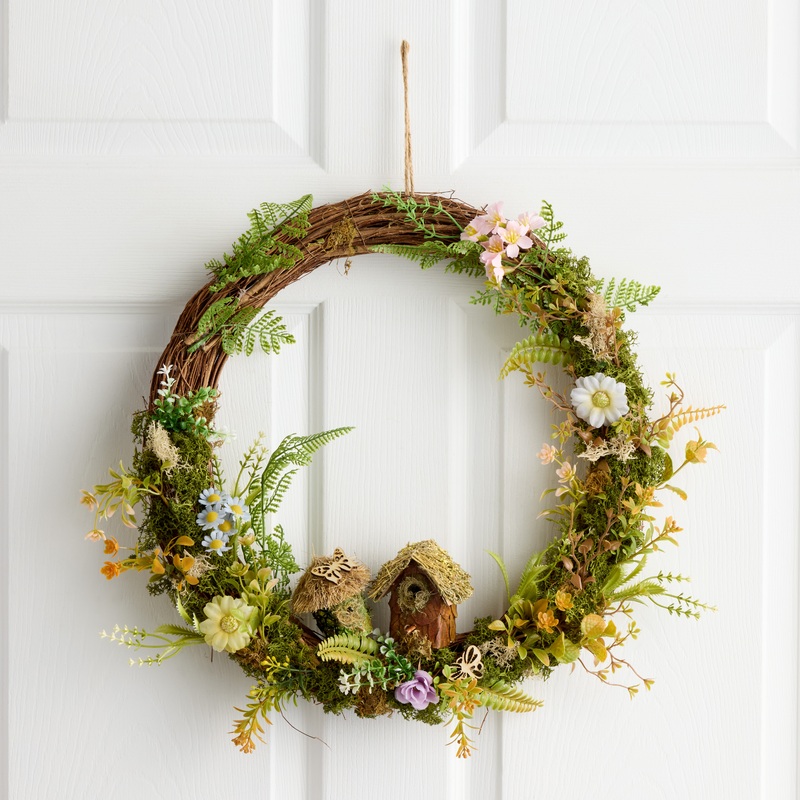 Moss Twig and Straw Fairy House Wreath