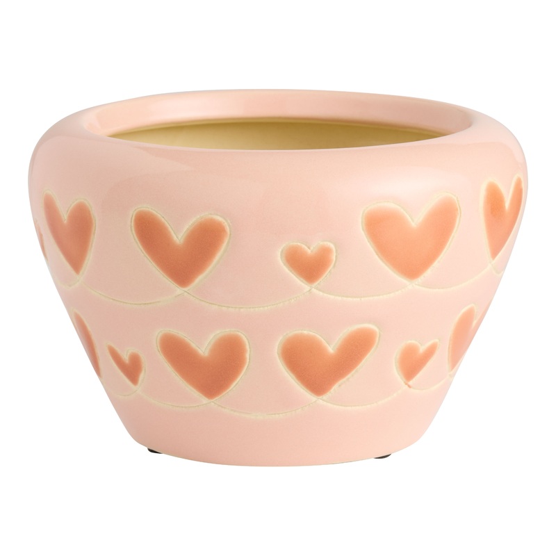 Pink and Red Ceramic Hearts Planter