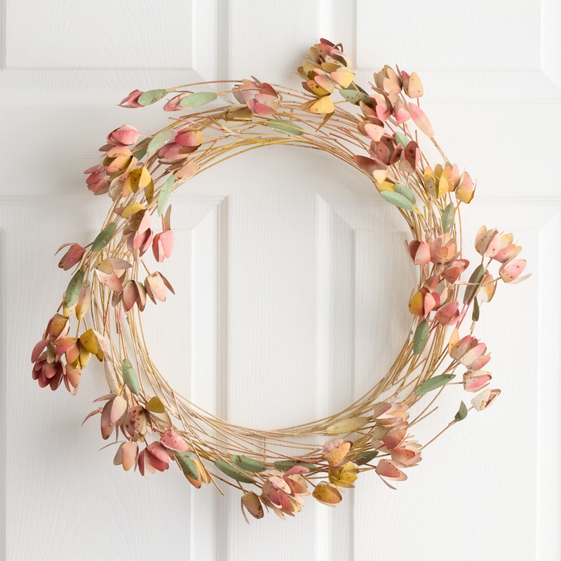 Pink Metal Tulip Wreath
