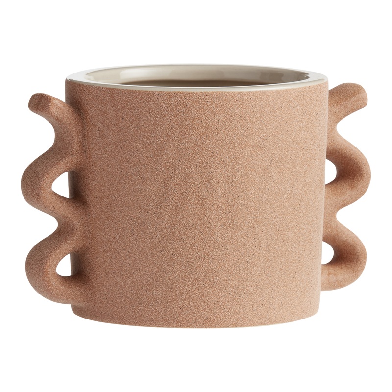 Rust Ceramic Planter With Wave Handles