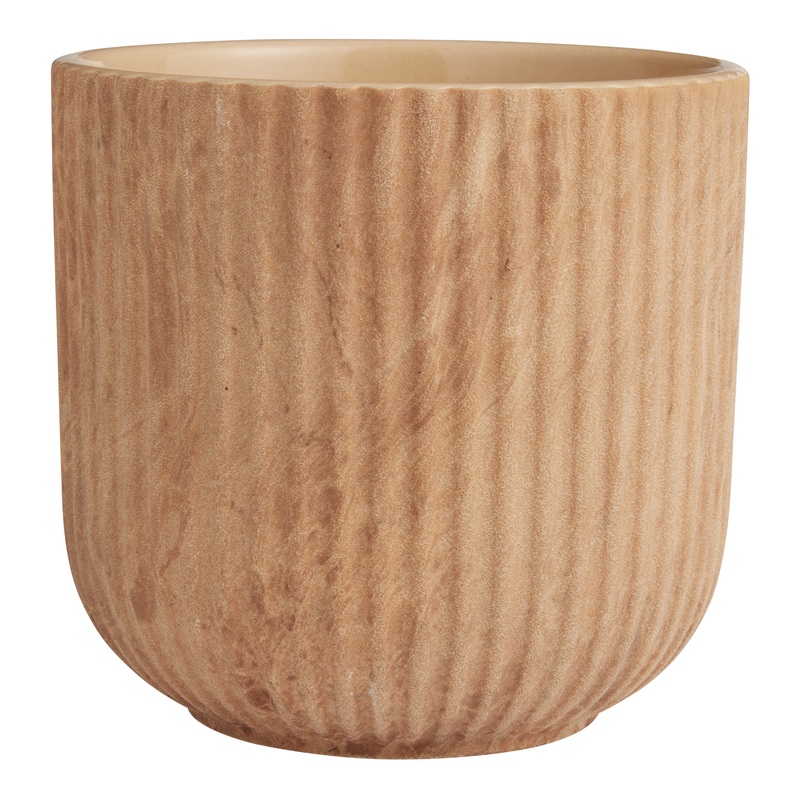 Rust Ceramic Ribbed Marbled Planter