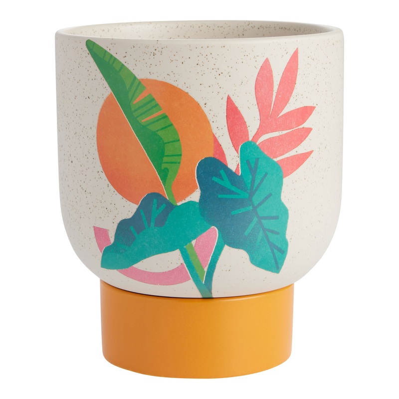 Sabrena Khadija Tall Ceramic Tropical Planter With Tray