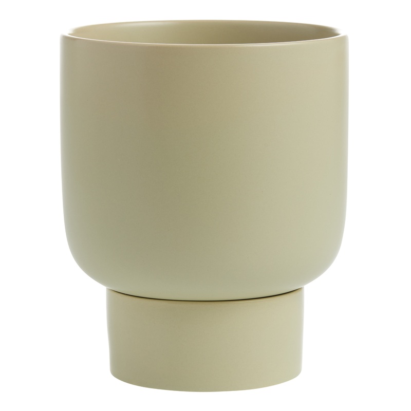 Sage Green Ceramic Planter With Pedestal Tray