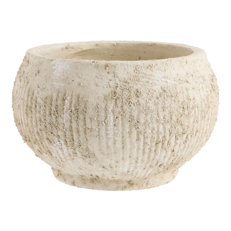 Shannon Ivory Paper Mache Ribbed Bowl Planter