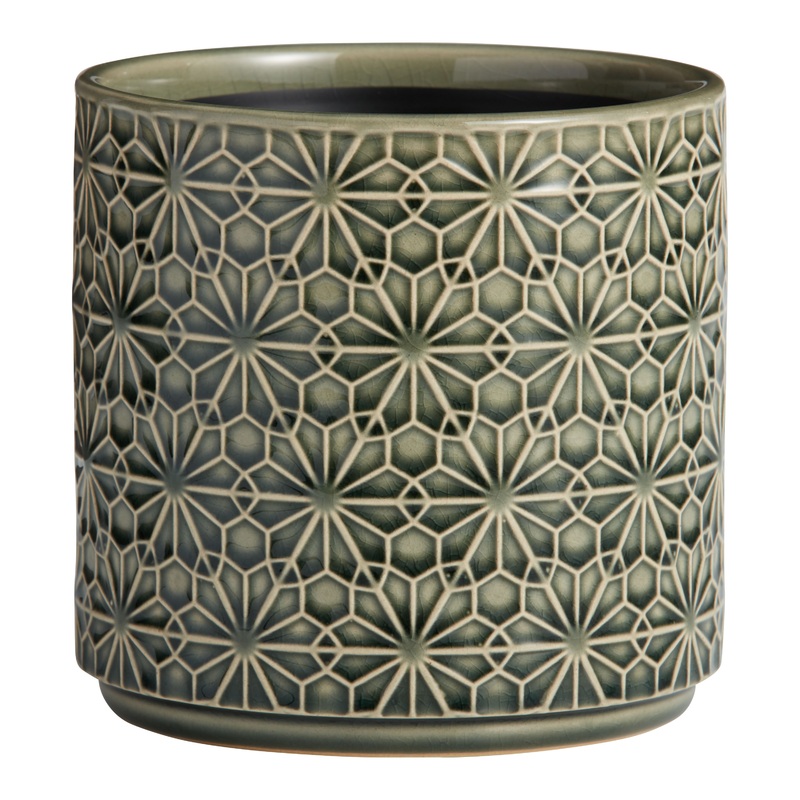 Stamped Floral Ceramic Planter