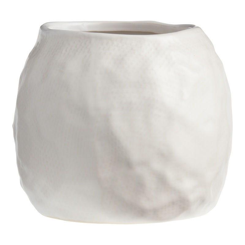 White Linen Textured Ceramic Planter