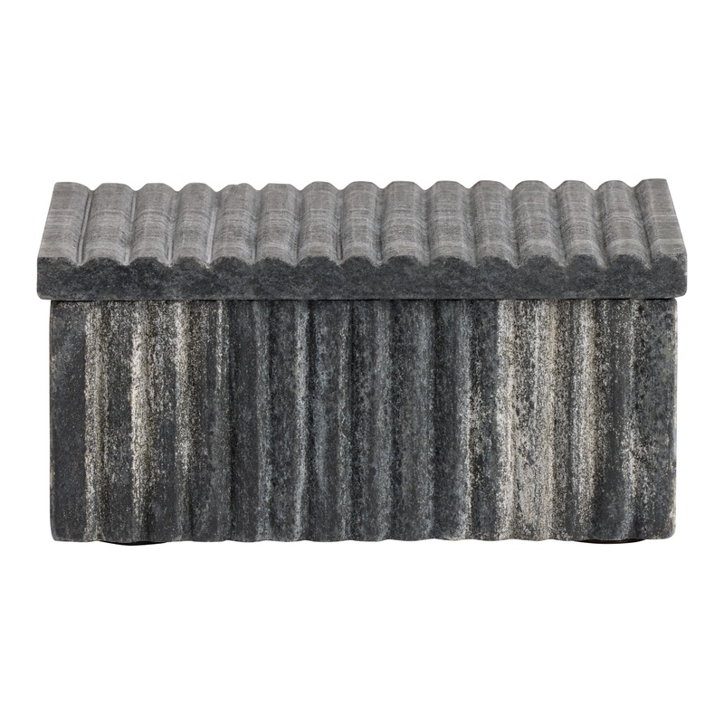Black Marble Ribbed Trinket Box
