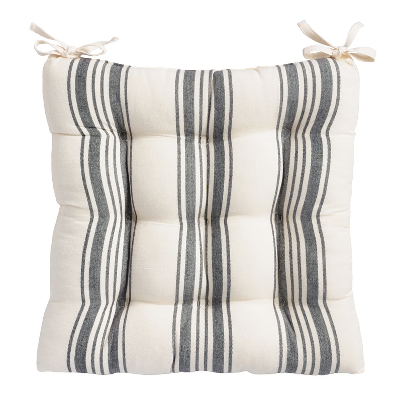 Black Villa Stripe Chair Cushion